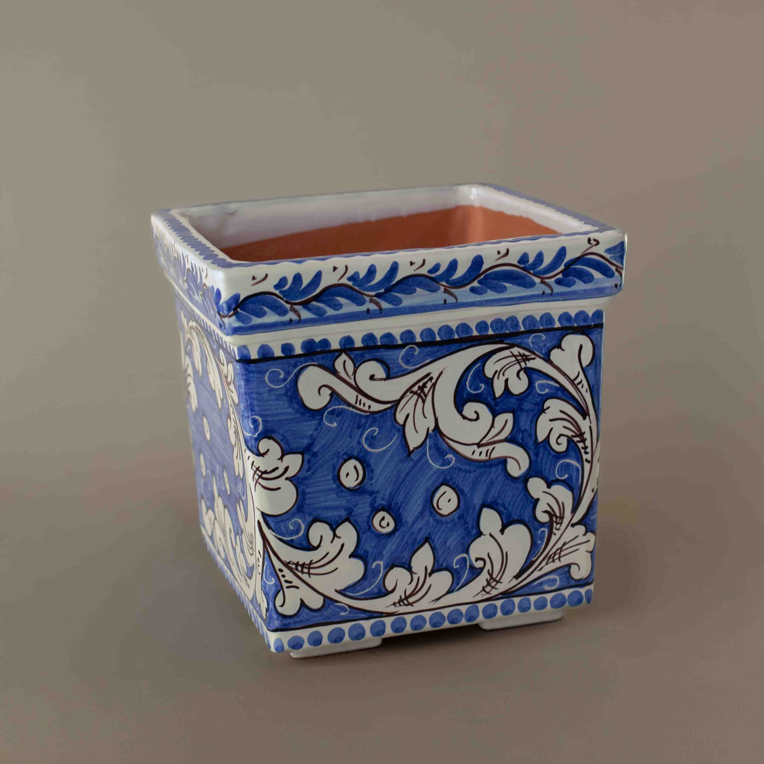 Vaso Quadrato Decoro Barocco