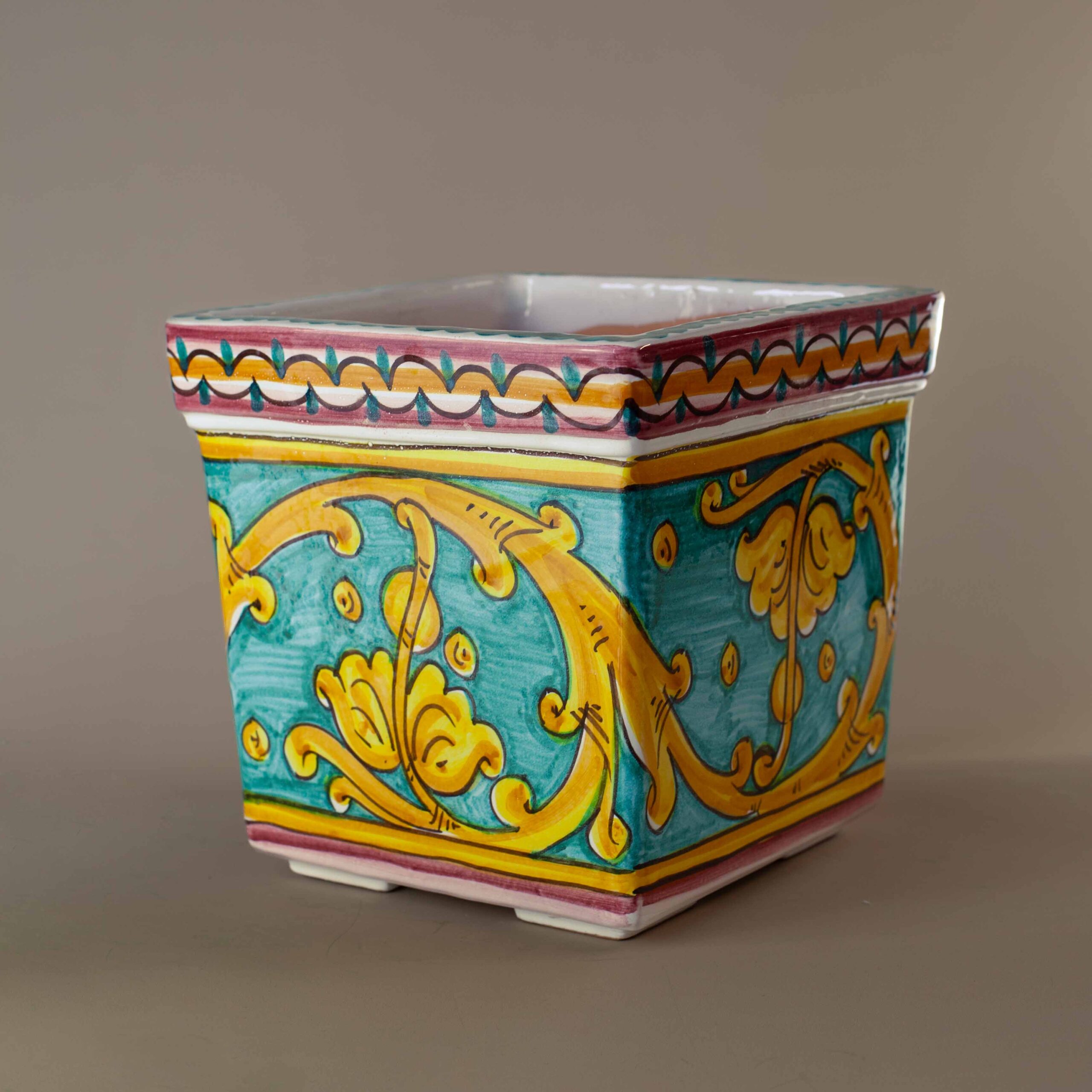 Vaso Quadrato Decoro Barocco - immagine 2