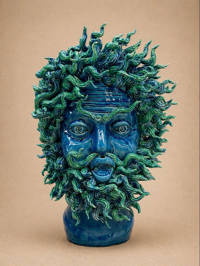 Testa di Moro "Eolo" H50 Blu e Verde Smeraldo
