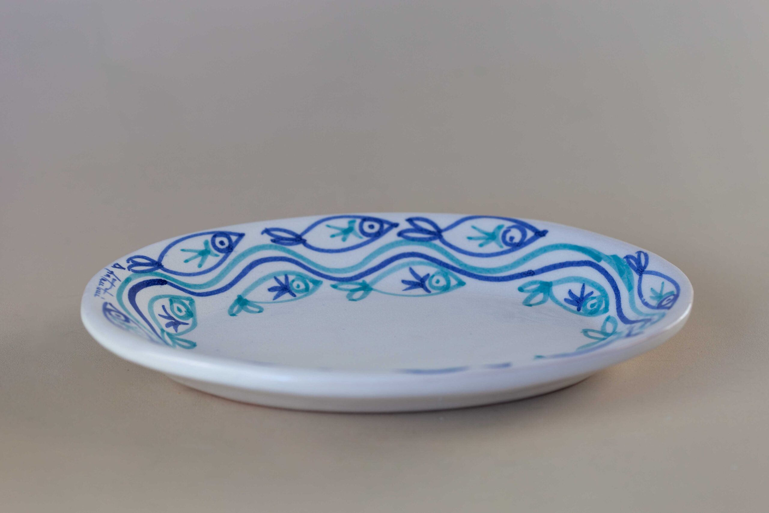 Piatto Ovale Decoro Pesci Blu - immagine 3