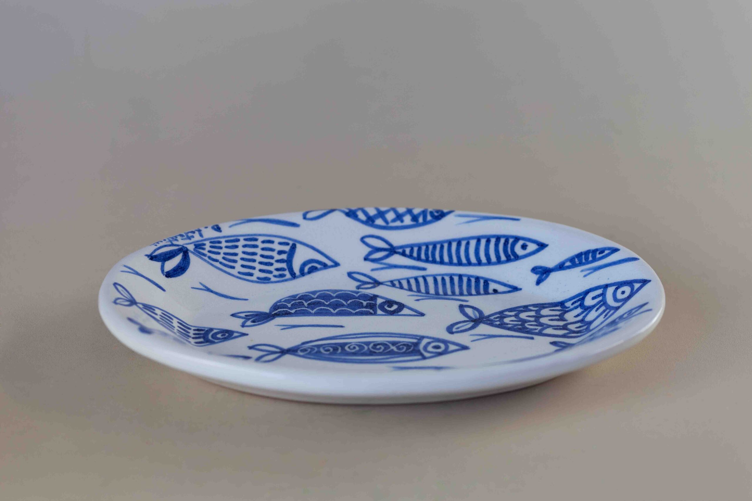 Piatto Ovale Decoro Pesci Blu