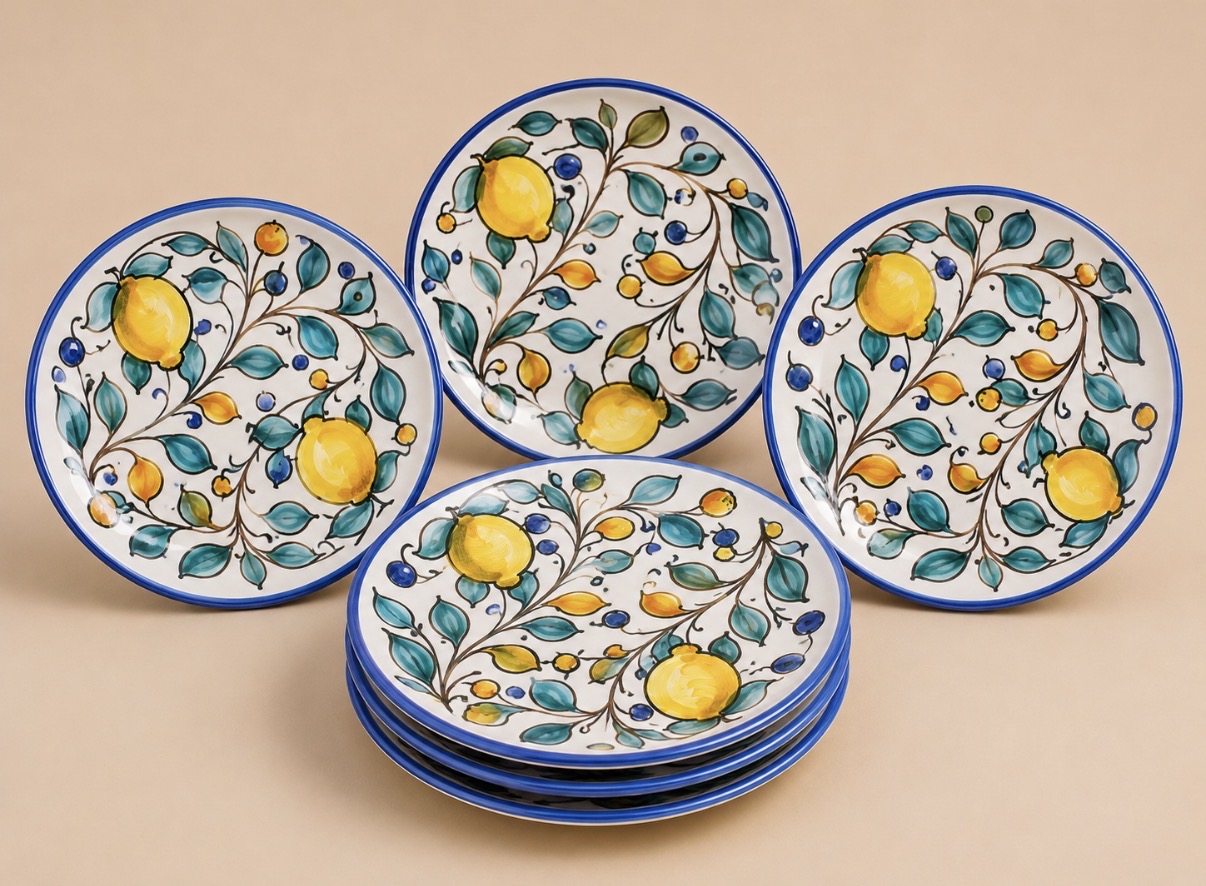 Servizio Piatti Decoro Limoni e Foglie